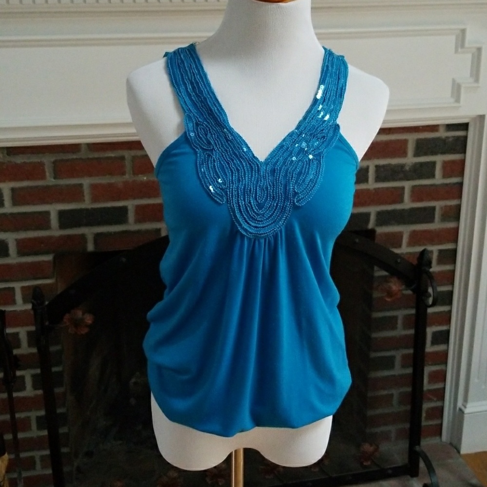 Buy 2 Get 1 FREE!!⭐️ Sequined Turquoise Tank